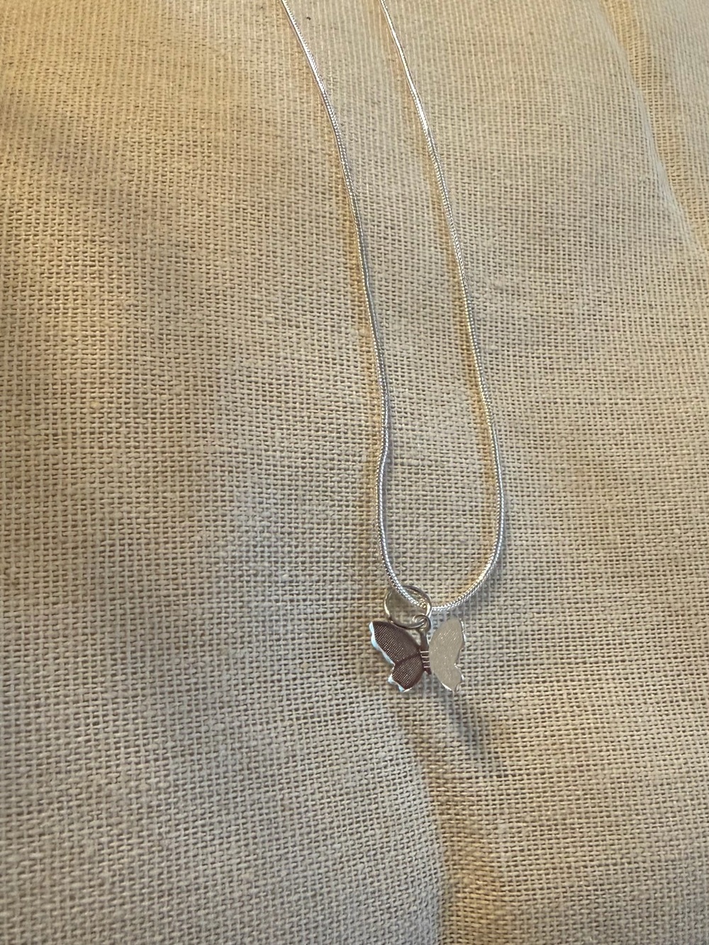 Silver Butterfly Pendant Necklace - Silver